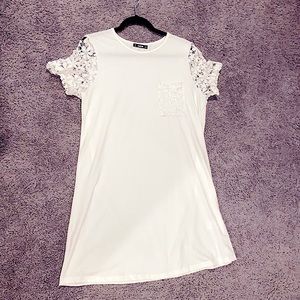 Lace Sleeve and Pocket Tee Dress